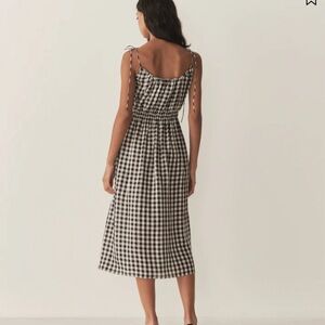 Doen Black and White Gingham Midi Dress